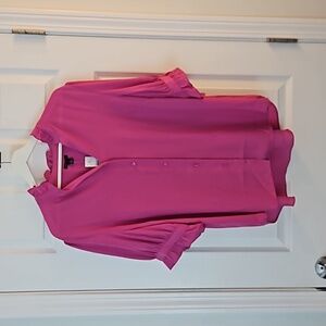 Ann Taylor, womens pink ruffle collar shirt, pink xxl